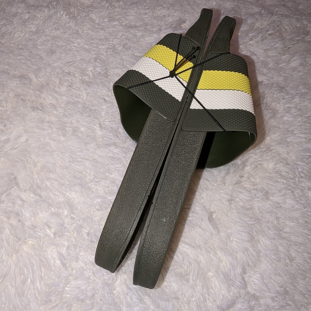 Nwt Tommy Hilfiger Men's olive/neon slides/sandals - Picture 12 of 15